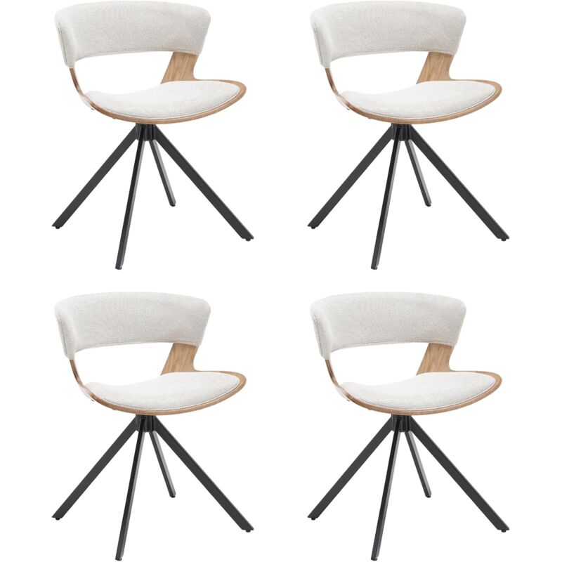 Wahson Office Chairs - Chaise Salle à Manger Scandinaves Lot de 4 Chaises Rétro avec Cadre en Bois et Pieds Métal Chaise de Cuisine Assise Rembourrée