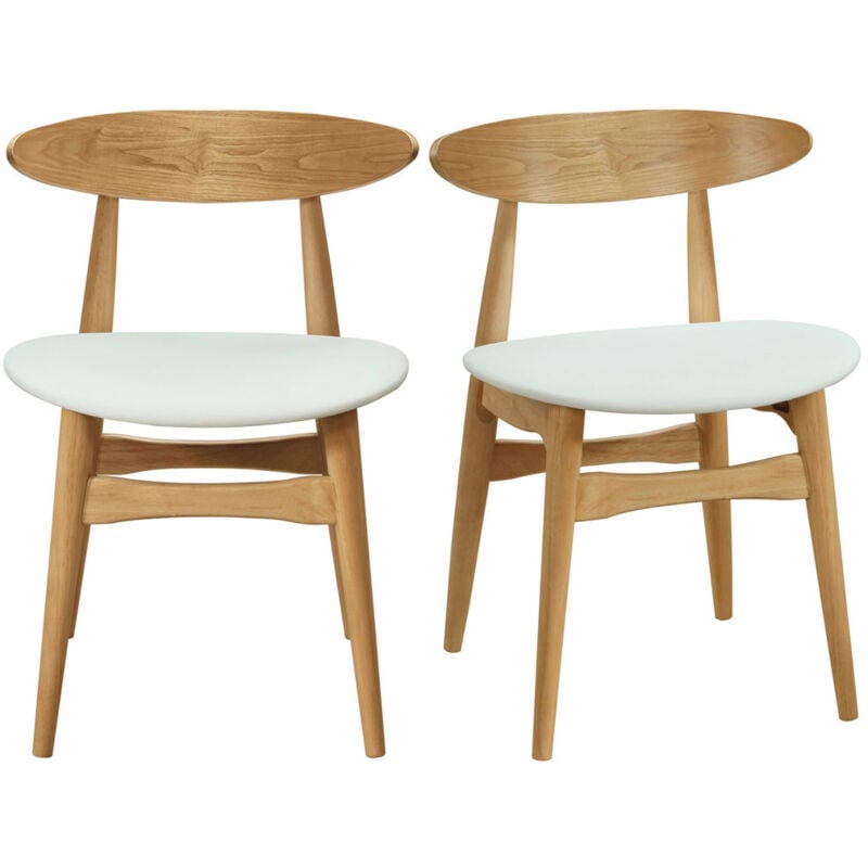 Miliboo - Chaises scandinaves en bois clair et blanc (lot de 2) walford