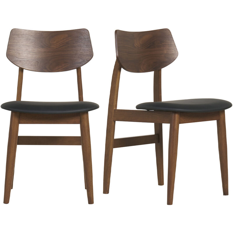 Miliboo - Chaises design en bois foncé et noir (lot de 2) elion Miliboo - Chaises design en bois foncé et noir (lot de 2) elion