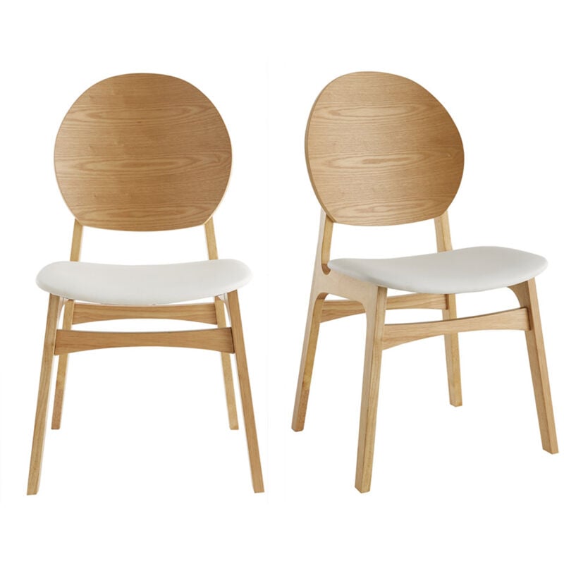 Miliboo - Chaises scandinaves en bois clair et blanc (lot de 2) elton