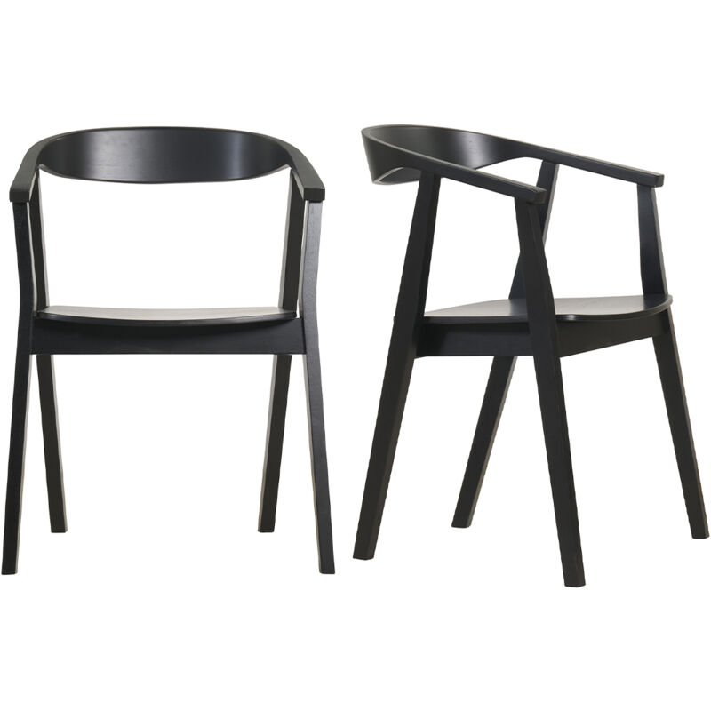 Miliboo - Chaises design noires en bois (lot de 2) bahia