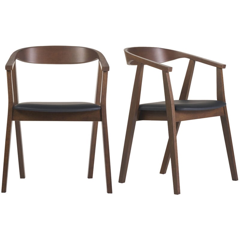 Miliboo - Chaises scandinaves design noir et bois foncé (lot de 2) bahia