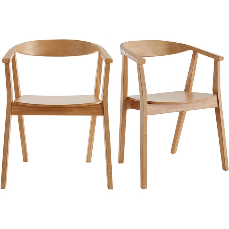 Miliboo - Chaises scandinaves en bois clair (lot de 2) bahia
