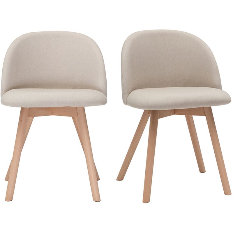 Chaises scandinaves en tissu naturel et bois clair massif (lot de 2) CELESTE