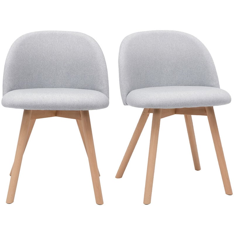 Miliboo - Chaises scandinaves en tissu gris clair et bois clair massif (lot de 2) celeste