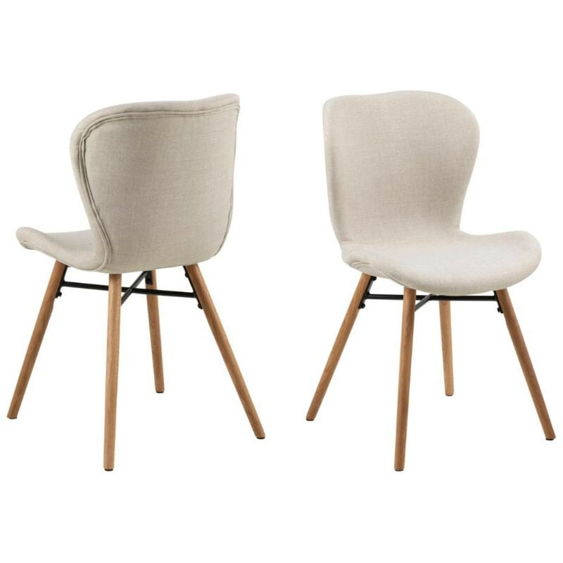 Hellin - Chaises tissu et bois chêne (lot de 2) - matilda