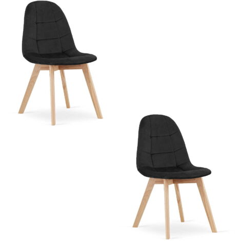Chaises Valora NUUC velours noir ergonomiques salon lot de 2