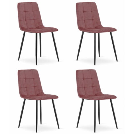Chaises Valora PYRA velours rose pieds noirs design x4