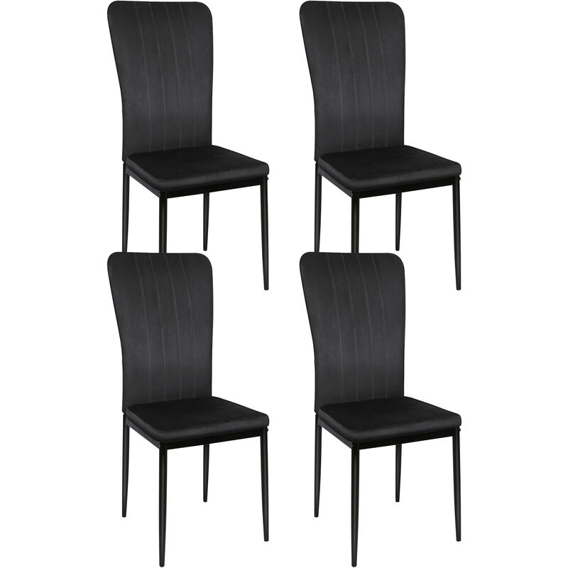 Chaises Velours Noir Lot de 4