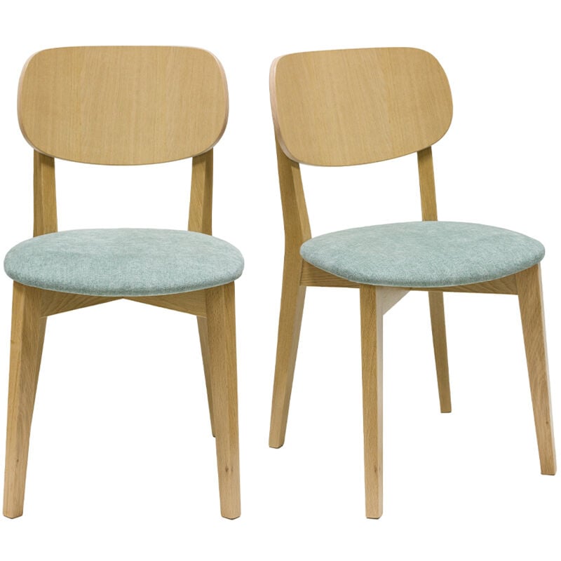 Miliboo - Chaises vintage en bois clair chêne et tissu effet velours vert céladon (lot de 2) lucia