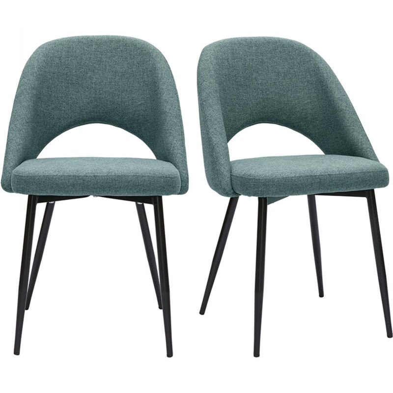 Miliboo - Chaises vintage en tissu vert de gris et métal noir (lot de 2) cosette Miliboo - Chaises vintage en tissu vert de gris et métal noir (lot de 2) cosette