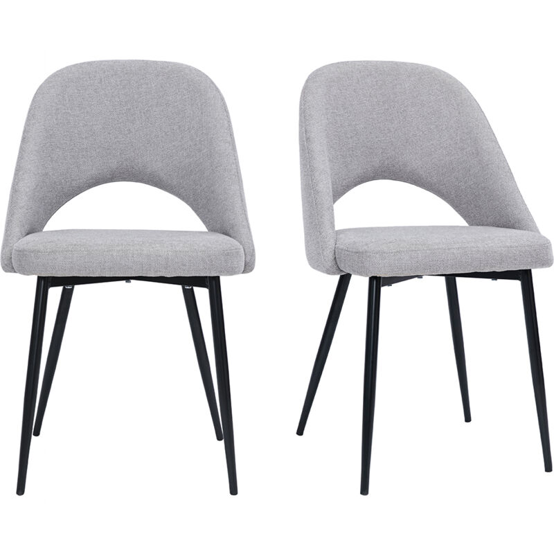 Chaises vintage en tissu effet velours texturé gris et métal noir (lot de 2) COSETTE
