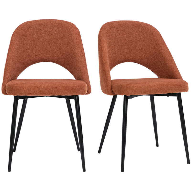Miliboo - Chaises vintage en tissu effet velours texturé terre brûlée et métal noir (lot de 2) cosette Miliboo - Chaises vintage en tissu effet velours texturé terre brûlée et métal noir (lot de 2) cosette