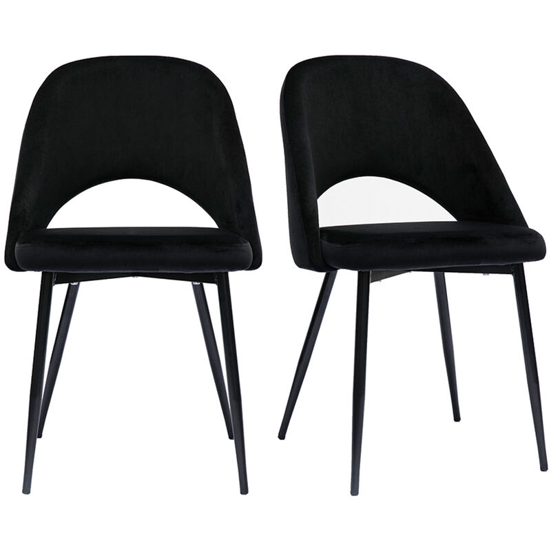 Miliboo - Chaises vintage noires en tissu velours et métal (lot de 2) cosette Miliboo - Chaises vintage noires en tissu velours et métal (lot de 2) cosette