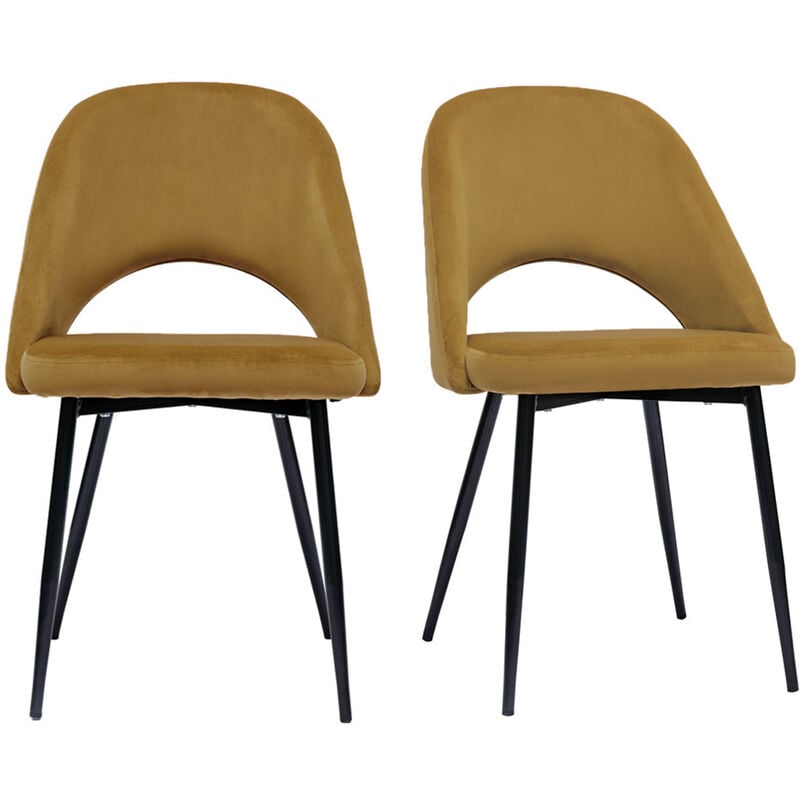 Chaises vintage en tissu velours bronze et métal noir (lot de 2) COSETTE