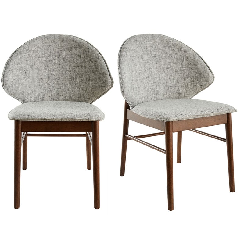 Miliboo - Chaises vintage en tissu gris clair et bois foncé (lot de 2) spike