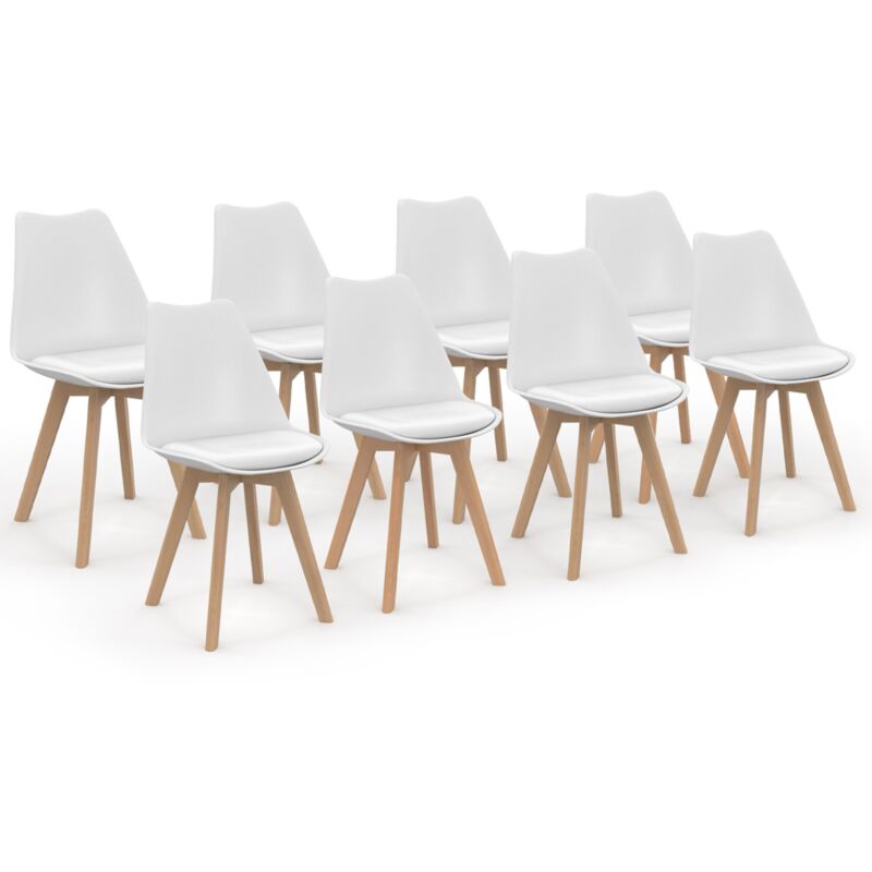 Idmarket - Lot de 8 chaises scandinaves sara blanches pour salle à manger