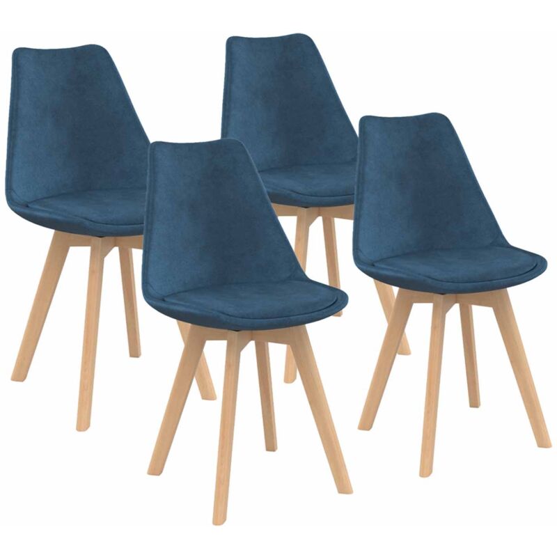 Lot de 4 chaises scandinaves sara en velours bleu canard