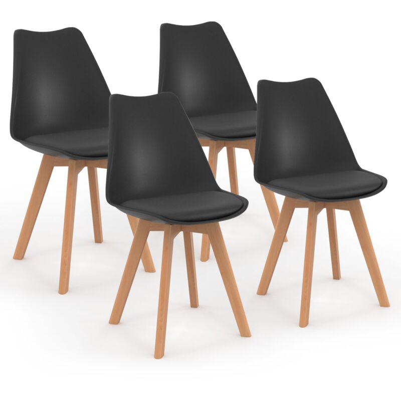 Lot de 4 chaises scandinaves sara noires pour salle à manger