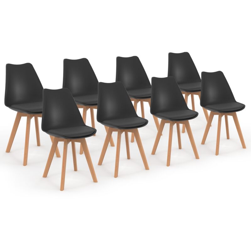 Idmarket - Lot de 8 chaises scandinaves sara noires pour salle à manger