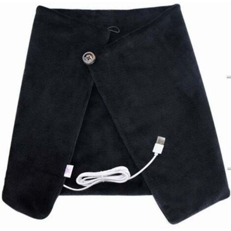 Châle Chauffant Électrique Couverture chauffante Coussin Respirant USB Châle chauffé Unisexe pour Soulagement de Douleur épaule Genoux Ventre Noir