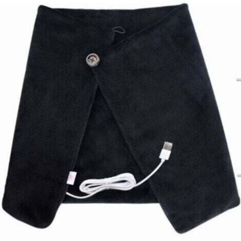 Châle Chauffant Électrique Couverture chauffante Coussin Respirant USB Châle chauffé Unisexe pour Soulagement de Douleur épaule Genoux Ventre Noir