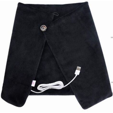 Châle Chauffant Électrique Couverture chauffante Coussin Respirant USB Châle chauffé Unisexe pour Soulagement de Douleur épaule Genoux Ventre Noir