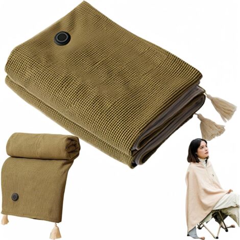 Châle chauffant portable - Couverture électrique douce à fermeture éclair, portable, sans fil, idéal pour la maison ou les voyages (vert)