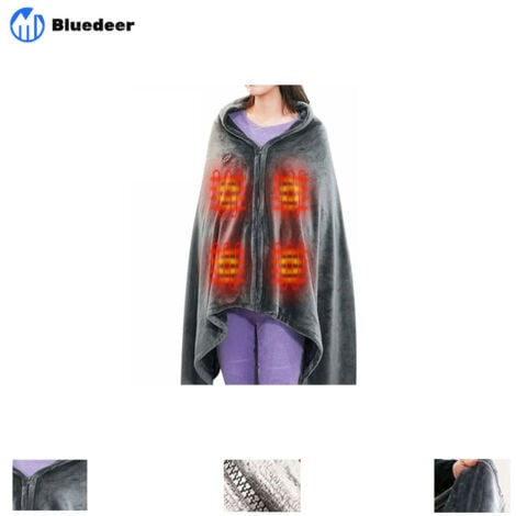 Châle De Couverture Chauffante sans Fil, USB Portable Couvertures Plaid Chauffant avec 3 Niveaux de réglage de la température Poncho Chauffant Electrique Lavable150 85cm