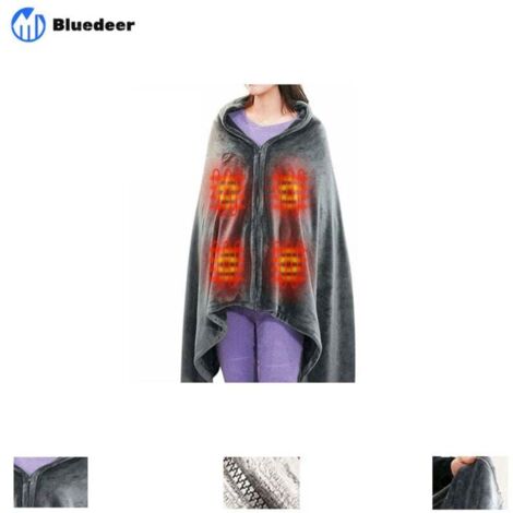 Châle De Couverture Chauffante sans Fil, USB Portable Couvertures Plaid Chauffant avec 3 Niveaux de réglage de la température Poncho Chauffant Electrique Lavable150 85cm