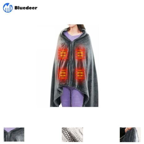 Châle De Couverture Chauffante sans Fil, USB Portable Couvertures Plaid Chauffant avec 3 Niveaux de réglage de la température Poncho Chauffant Electrique Lavable150 85cm