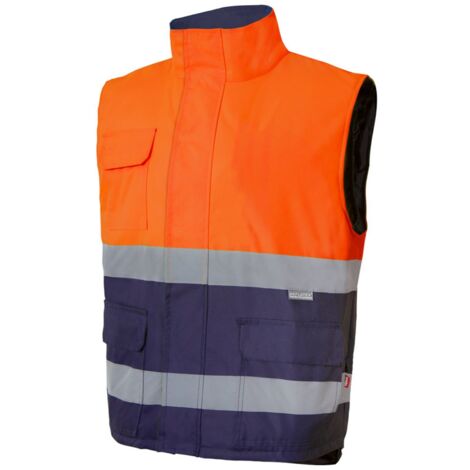 Chaleco Acolchado Bicolor Alta Visibilidad Naranja Flúor XXL