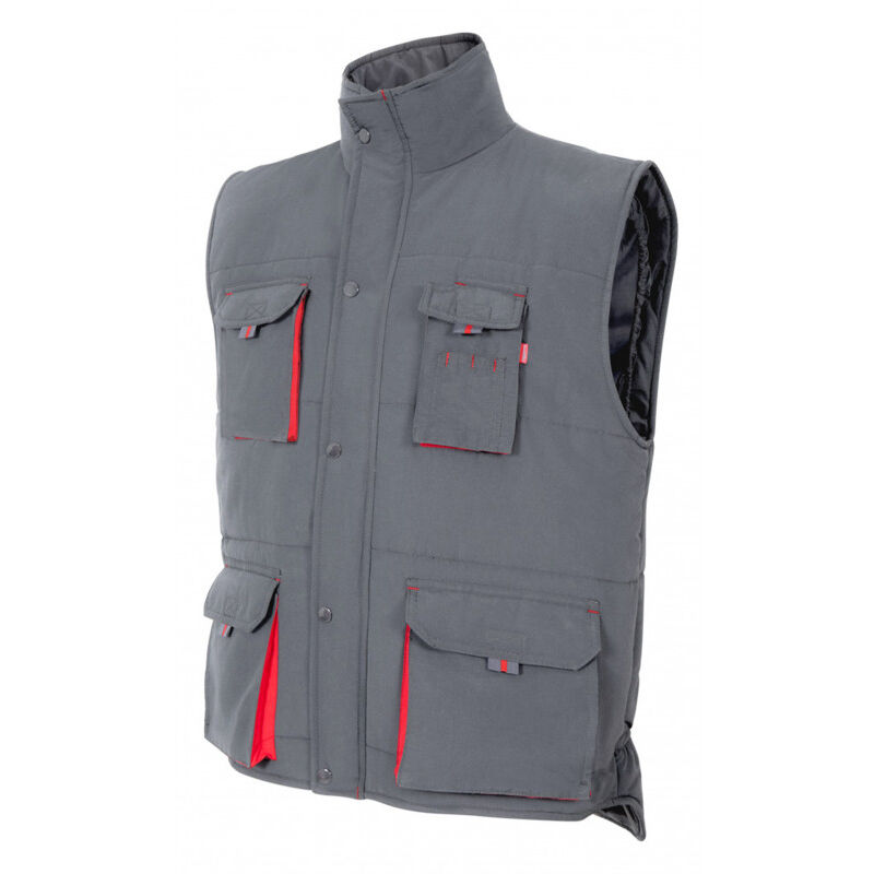 

Chaleco industrial acolchado bicolor multibolsillos VELILLA Serie 205902 | S - Gris / Rojo