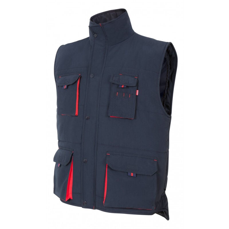 

Chaleco industrial acolchado bicolor multibolsillos VELILLA Serie 205902 | S - Azul navy / Rojo
