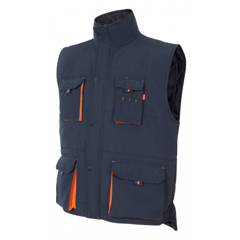 

Chaleco industrial acolchado bicolor multibolsillos VELILLA Serie 205902 | S - Azul navy / Naranja