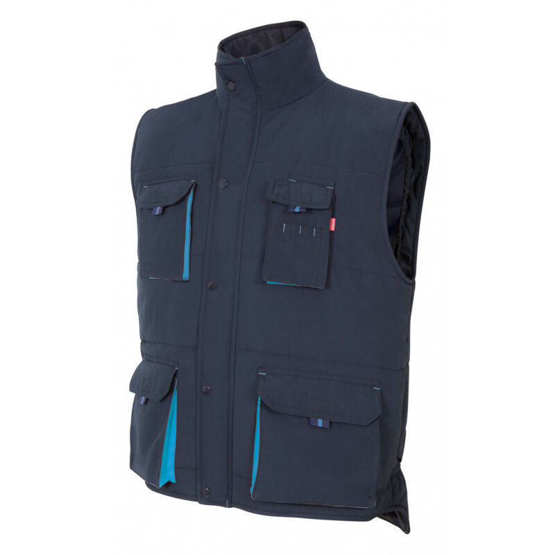 

Chaleco industrial acolchado bicolor multibolsillos VELILLA Serie 205902 | S - Azul navy / Celeste