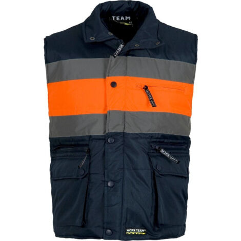 Chaleco acolchado combinado en tejido con cintas reflectantes WORKTEAM Oxford S4032