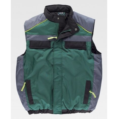 Chaleco acolchado con vivos de alta visibilidad WORKTEAM Future WF5853 XL Verde+Gris Oscuro+Negro