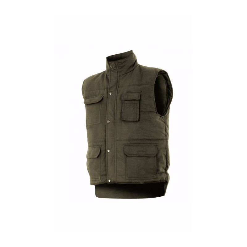 

Chaleco acolchado multibolsillos con cortavientos en sisa Serie 108 | L - Verde caza - Velilla