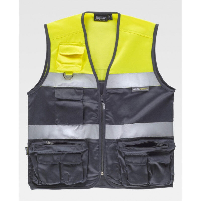 

Chaleco tipo safari combinado con cintas reflectantes C4010 | 3XL - Gris+Amarillo A.V. - Workteam