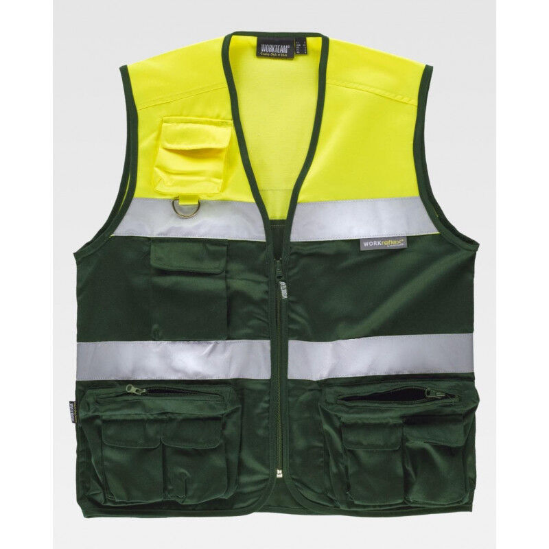 

Chaleco tipo safari combinado con cintas reflectantes C4010 | XXL - Verde Oscuro+Amarillo A.V. - Workteam