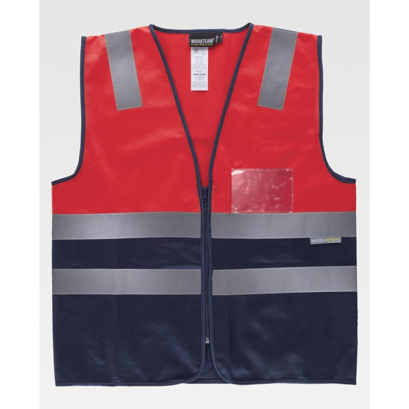 

Chaleco de alta visibilidad con bolsillo para identificación C3617 | M - Rojo A.V.+Marino - Workteam