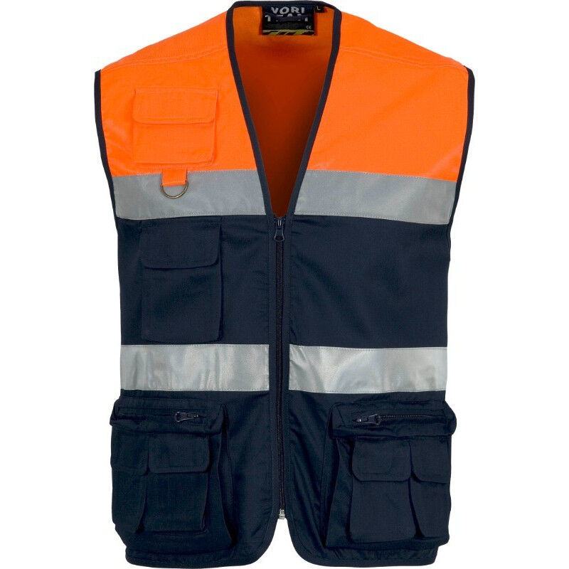 

Chaleco tipo safari combinado con cintas reflectantes WORKTEAM C4010 | L - Marino+Naranja A.V.