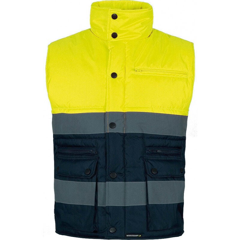 

Chaleco Alta Visibilidad de cuello alto con elástico en la cintura WORKTEAM S4035 | XXL - Amarillo A.V.+Marino