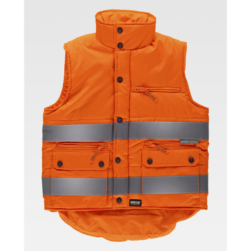 

Chaleco acolchado de alta visibilidad en tejido Oxford WORKTEAM C3209 | L - Naranja A.V.