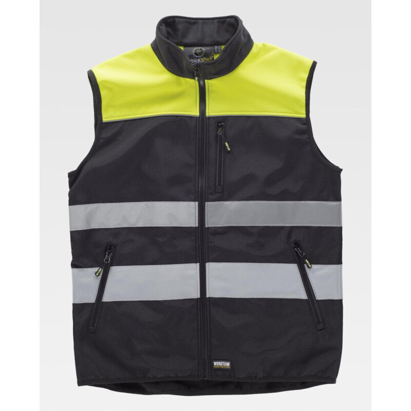 

Chaleco Workshell corta vientos con cintas reflectantes C2921 | L - Negro+Amarillo A.V. - Workteam