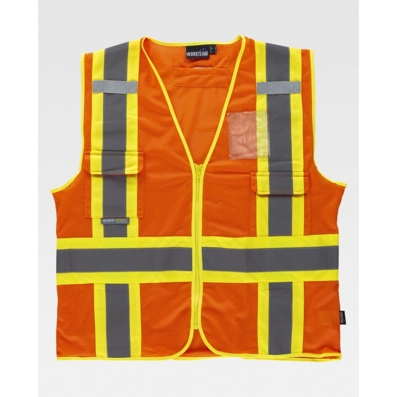 

Chaleco de alta visibilidad WORKTEAM con abertura trasera para arnés C3623 | L - Naranja AV+Amarillo AV
