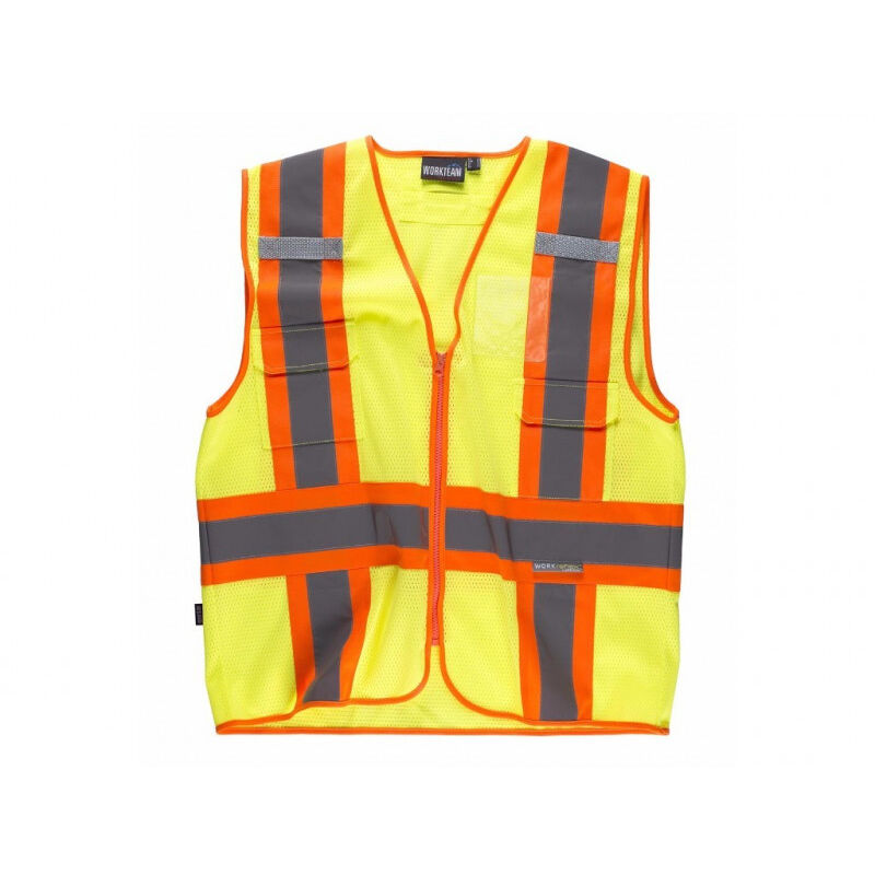 

Chaleco de alta visibilidad WORKTEAM con abertura trasera para arnés C3623 | XXL - Amarillo A.V.+ Naranja A.V.