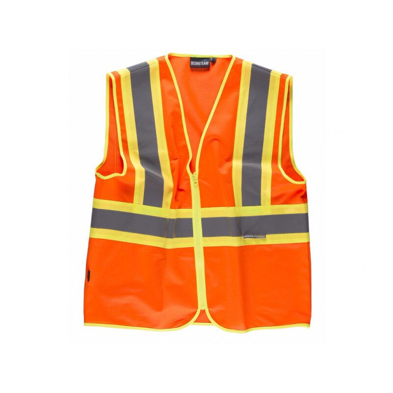 

Chaleco de alta visibilidad ribeteado con bies a contraste Fluor C3620 | L - Naranja AV+Amarillo AV - Workteam