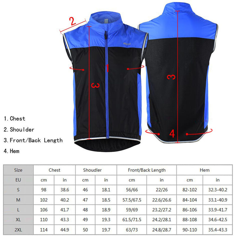 

Chaleco ARSUXEO ultraligero y cortavientos, maillot deportivo sin mangas y transpirable, para ciclismo y running,CN: XXL